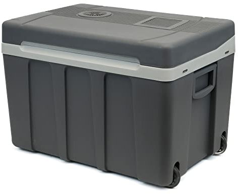 Leisurewize – 50 Litre Portable Electric Cool/Warm Box For Drinks and Food 12V DC / 240V AC Adapter Festival Camping Beach Travel Picnic BBQ Cooler (Dark Grey/Light Grey)