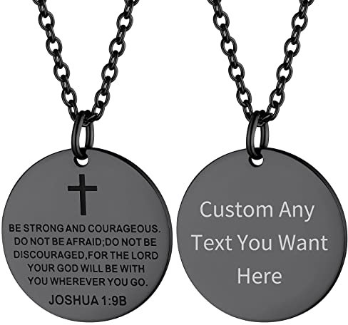 Supcare Hundemarke mit Gravur Herren Dog Tag Halskette Schwarz Kruzifix Kette Militär Kette Anhänger Edelstahl Erkennungsmarke Religious Cross Necklace Catholic Modeschmuck für Karneval Dating