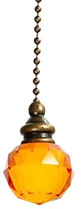 Cadena de tracción de luz CRYSTAL, para diseño de estilo Crystal para baño, inodoro, cadena de tracción para lámpara de techo, accesorios de ventilador, interruptor de luz (naranja)