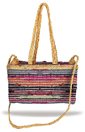 Banzaii sac de paille pour femme, sac à bandoulière coloré, sac d’été, sac de plage entièrement fait à la main Ibiza Multicolore