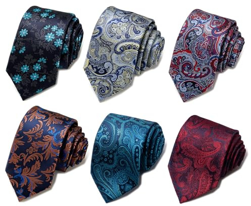 Passabin Krawatten-Set für Herren, gewebt, Jacquard, 6-teillig