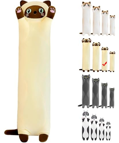LEcylankEr Katze Kuscheltier Weiche Katze Plüsch Plüschtier (Gelb, 70cm) | Kissen Katze Stofftier Kuscheltiere für Kinder Freundin Kissen Spielzeug Geschenke für Geburtstag Weihnachten