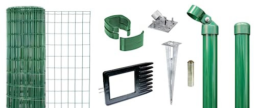 Alberts 669164 Fix-Clip Pro als Zaun-Komplettset, mit Einschlagbodenhülse | verschiedene Längen und Höhen | grün | Höhe 81 cm | Länge 100 m