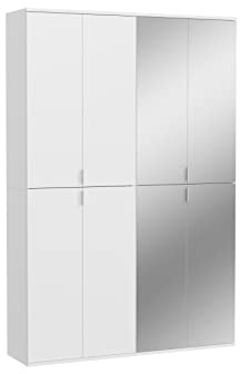 xonox.home X07A9S10 Projekt X Systemmöbel Garderobe Ankleidezimmer Büro Kombination 2tlg. in Front weiß Hochglanz/Spiegel Korpus weiß Nb.