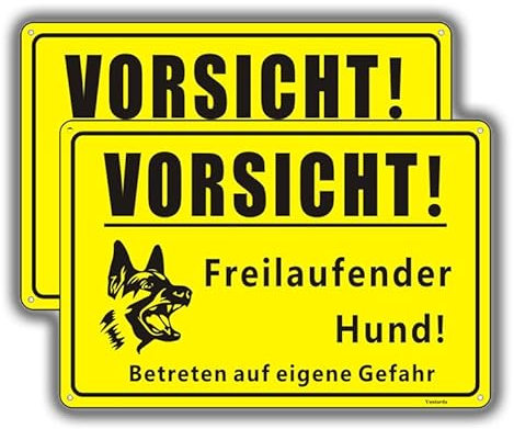 2 Stück Vorsicht Hund Schild 30x20cm aus stabiler PVC Achtung vor dem Hund Schild mit UV-Schutz