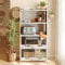NETEL Kitchen Cupboard,5 Tier Cabinets with Wheels and Flip Door,Bakers Rack, Pantry Cupboard,Kitchen Storage Rack,kitchen cabinets free standing,70×32×145 cm
