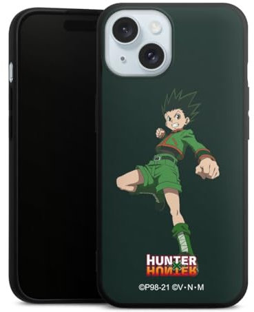 Premium Silikon Hülle kompatibel mit Apple iPhone 15 Handyhülle schwarz Case Gon Freecss Hunter x Hunter Offizielles Lizenzprodukt
