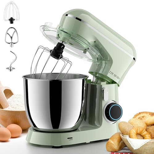ZZR SEVEN - Dough Mixer, Pasta Mixer, Kitchen Mixer with SS Bowl 5.5 Quart, 450W Copper Motor, Stand Mixer with Whisk, Dough Hook, SS Egg Whisk