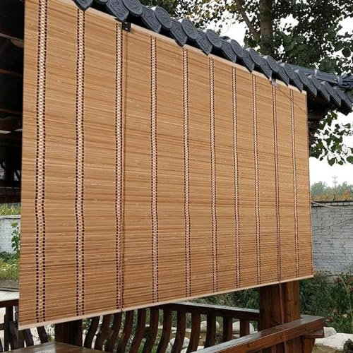 SANJIAOJIA Bambus-Jalousien,Retro Bambus Rollo Raffrollo Holzrollo,Sonnenschutz Bambusrollo Seitenzug Fenster Rollos,Dekorativer Vorhang Für Innen/Außen/Garten,mit Lifter,Breite x Höhe (120x160cm)