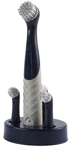 Beldray LA030100FEU7 Electric Deep Clean Scrubber Turbo Brush – Bathroom Cleaner, 4 Oscillating Heads, Non-Slip Grip, Stand Included for Neat Storage, Fast Precision Cleaning, Navy