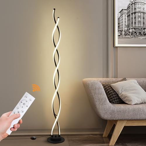 Lampadaire sur pied salon, LED Lampadaire, Lampe Salon 3 températures de couleur et 5 niveaux de luminosité, 140 cm - Lampe sur pied noir pour salon, chambre à coucher...