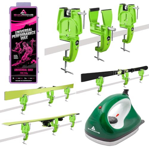 SkinRocks Juego de cera para esquís, 3 piezas, plancha universal, cera para esquiar