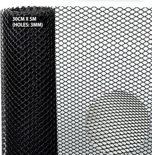 Grillage à poulet en plastique de 5 m, filet d'élevage de volaille, jardin, balcon, maille en plastique pour décoration de la maison et le jardinage, filet en plastique pour cour (30 cm x 5 m (trous