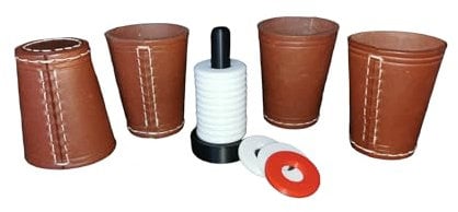 Schockbesteck Schocken Spiel Set mit 4 Würfelbecher und 12 Würfeln Meierbesteck Knobel