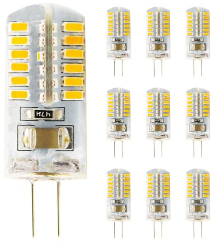 Lampadina LED G4 220V 4W, lampadine senza sfarfallio, Angolo a fascio 360 °, 400 Lumen, Non Dimmerabile (10 Unità, Bianca Calda)