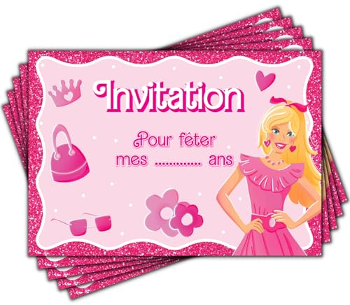 Magik Moments Kit Création Invitation Anniversaire Enfant à Gratter | Thème Barbie | 10 Cartes avec Stickers, Enveloppes et Autocollants dorés | Idée Originale Fête Anniversaire