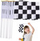 Rennwagenfahnen, schwarz-weiß karierte Flaggen - Rennwimpel-Handflaggen - 10 Stück schwarz-weiße Stabflaggen, Bannerflaggen mit Speerspitze, Rennflaggen 5 x 8 Zoll für Sportveranstaltungen