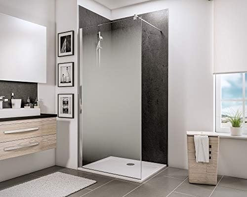 Schulte paroi de douche fixe à l’italienne 90 x 190 cm, barre 122 cm incluse, profilé aspect chromé, verre de sécurité antical 5 mm, décor Brouillard, plage de réglage 86.7-90.0