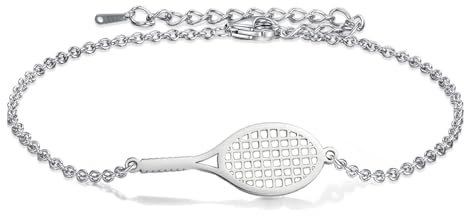 VASSAGO Tennis schläger Armband für Frauen Männer zierlich verstellbare Tennis schläger Charm Layering Sport Armreif Armband Liebhaber Schmuck Tennis Geschenke für Spieler