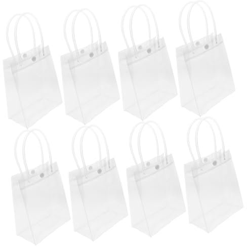 LALADEFIEE 10 Stück Kleine Durchsichtige Pvc Tragetaschen Mit Henkel Wiederverwendbare Transparente Geschenkbeutel 13x16x7cm Vielseitige Partytüten Für Weihnachtsfeiern Und Kinderfeste