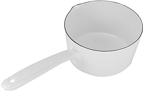 Runioney 1.3L Stile Giapponese Ceramica Bianca Pentola per Latte Cucina Pentola Pentola Stewpan Pentole per Alimenti per Bambini con Manico Lungo per Una Persona