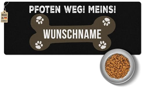 PR Print Royal Napfunterlage mit Name selbst gestalten - Pfoten Weg, Meins! - Futtermatte für Hunde - Personalisiertes Geschenk für Hundebesitzer, Waschbar | 80 x 30 cm, rutschfest
