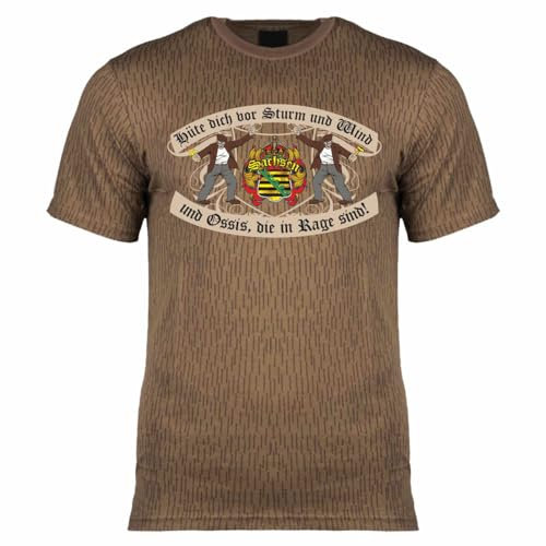 Herren NVA DDR T-Shirt Strichtarn Hüte Dich vor Sturm und Wind und den Sachsen Größe M bis 4XL