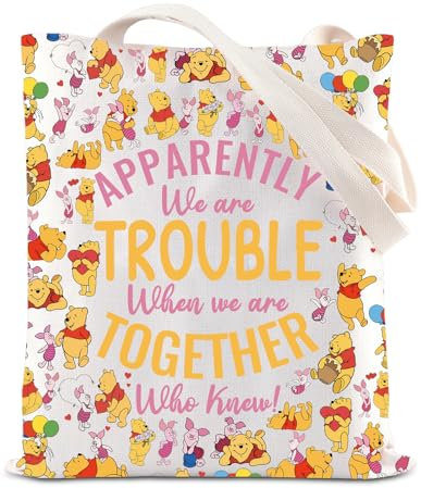 Tragetasche für Ferkel-Fans, Motiv: Pooh Bear Lovers, Cartoon-Film, Merchandise-Geschenk, WDW Magic Kingdom Charakter Geschenk, Pooh Ferkel UK 2, 14.56INCHES