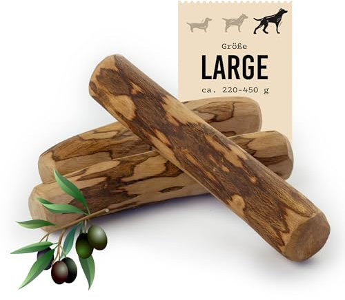 DIBO Olive-Wood, Large 220-450g | natürliches Beißspielzeug aus Olivenholz für Hunde | Zahngesundheit & Beschäftigung | Kauwurzel, Kauknochen, Vegan, splitterfrei (Größe L - für Hunde bis ca. 30kg)