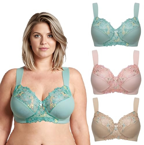 Curve Muse Minimizer Ungefüttert Drahtloser BH-x3 | Spitze, Stickerei, Verstellbare Träger, Haken-Verschluss, Nylon, Mikrofaser