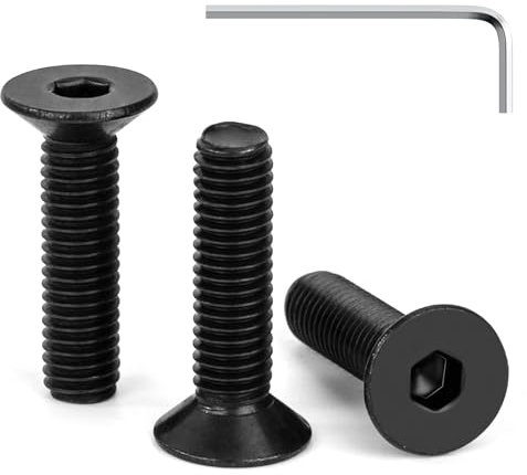 Tunejoy Viti a Testa Svasata M5 x 20 mm Nero Vite a Brugola Bulloni in Acciaio Inox A2 V2A Viti a Testa Piatta Norma DIN 7991 con Chiavi a Esagono Filettatura Completa 30 pezzi
