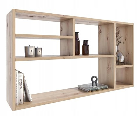 MATKAM Wandregal Milano für Bücher und Dekorationen, Stilvolles Hängeregal für Ihr Zuhause (Artisan Eiche)
