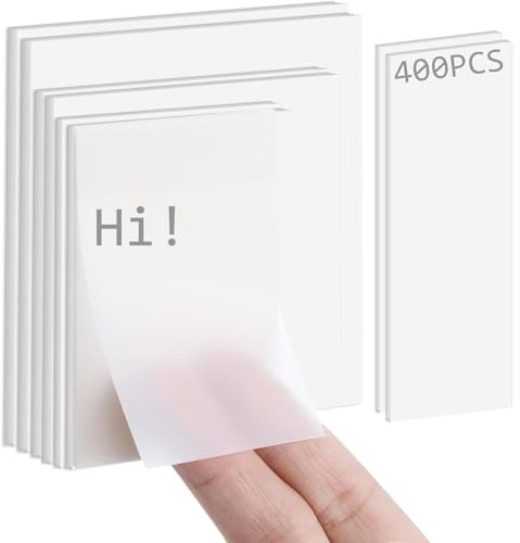 400 Hojas Notas Adhesivas Transparentes, Bloc de Notas Adhesivas Impermeables, Posits Transparentes Reutilizables, Postit Autoadhesiva Impermeable Removibles para Casa Escuela Oficina