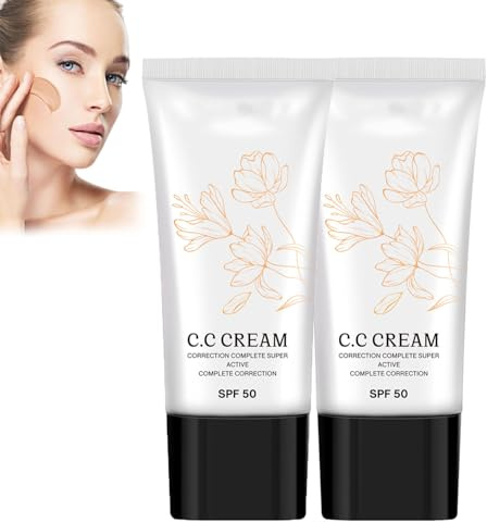 Koreanische CC-Creme mit LSF 50 für ältere Frauen, koreanische selbstanpassende CC-Creme für reife Haut, hauttonanpassende CC-Creme mit LSF 50, zur Farbkorrektur von Gesicht und Körper (2pcs)