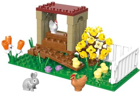 BlueBrixx Play 107417 – Hühnerstall aus Klemmbausteinen mit 84 Bauelementen