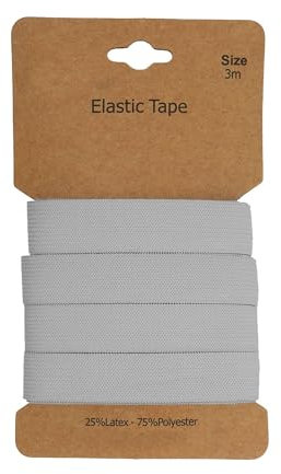 Gummiband 3m x 15mm Gummilitze Gummi elastisches Band Flachgummi Farbwahl, Farbe:hellgrau