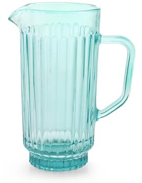 H&H Brocca Atena in Vetro Lavorato Azzurro 1 Litro – Elegante e Resistente – Lavabile in Lavastoviglie – Caraffa per Acqua, Succhi e Bevande – Design Raffinato per la Tavola