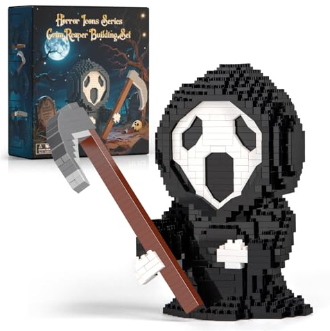 Finger Rock Horrorpuppe Serie Nacht Reaper Micro Klemmbausteine, 797 Teile Dekorations Modell, Creative Halloween Ferien Geschenk für Horrorfilm Fans Erwachsene Jugendliche