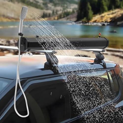 LHUITUI Tragbare Solardusche Fürs Camping, Solardusche Camping, Tragbare Dachgepäckträgerdusche, Selbst-Druckbeaufschlagter Wassertank 4.76加仑/18升