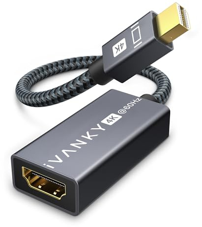 IVANKY Mini DisplayPort to HDMI Adapter 4K@60Hz for MacBook, Surface | Compatible with Mini DP & Thunderbolt 2, MacBook Pro/Air | Durable Nylon Braided | 20cm | Ideal for Monitor & TV