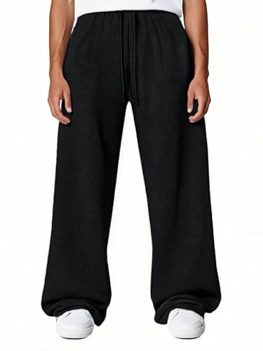 LuminBlaze Baggy Jogginghose Herren weitem Bein und elastischem Kordelzugbund, lockere Freizeit-Lounge-Sweatpants mit tiefen Taschen