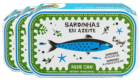 Miss Can Sardinen in Olivenöl – 3er Set (3 x Dose) | Portugiesische Premium Fischkonserve | In hochwertigem Olivenöl eingelegt