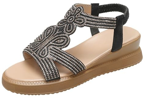 Cocila Sandales Cuir DéContractéEs à Semelles éLastiques Pour Femmes D'éTé Tendance Dames Orthopedic Sandals Femmes Chaussures De Marche Orthopediques CompenséEs ÉTé Pieds Sensibles