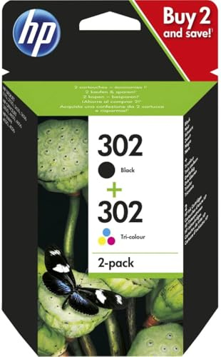 HP 302 Druckerpatronen 2er-Pack Schwarz Color für Deskjet 1110 2134 2136 3630 3633 3634 3635 3639 Envy 4520 4521 4522 4524 4526 4527 4528 Officejet 3830 3831 3832 3833 3834 3835 4650 4652 4654 4655