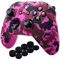 YoRHa Agua Transferir Impresión Camuflaje Silicona Cubrir la Piel Caso para Xbox One X/One S Mando x 1 (Rosa Oscuro) con empuñaduras Pro x 8