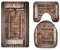 A.Monamour Badezimmer Badematte 3 Teilig Set Set Vintage Alten Rustikalen Hölzernen Scheunentor Holz Planken Kunstdruck Flanell Saugfähig Badteppiche Badvorleger Badgarnitur WC Vorleger