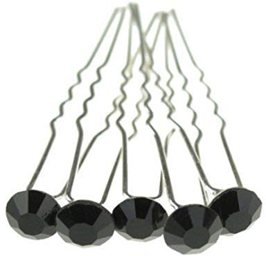 MontCherry Brand Black Stud Crystal Diamante Wedding Bridal Prom Hair Pins 10 Pins by Trendz