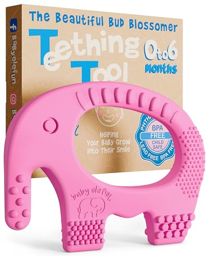 Baby Girl Teething Toys - BPA Free Silicone Toy - Cute, Easy to Hold, Soft and Highly Effective Elephant Teether - Unique Teethers Best for 0-6 6-12 Months Girl Christmas Gifts Stocking Fillers