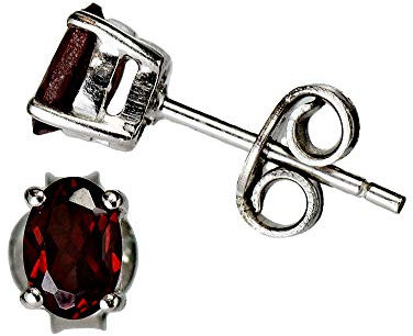 I-be, Granat Edelstein facettiert 4x6 mm Ohrstecker oval, 925 Silber, im Geschenketui, 352122KF