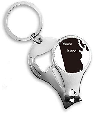Rhode Island USA Map Outline Nail Nipper Ring Key Chain Bottle Opener Clipper